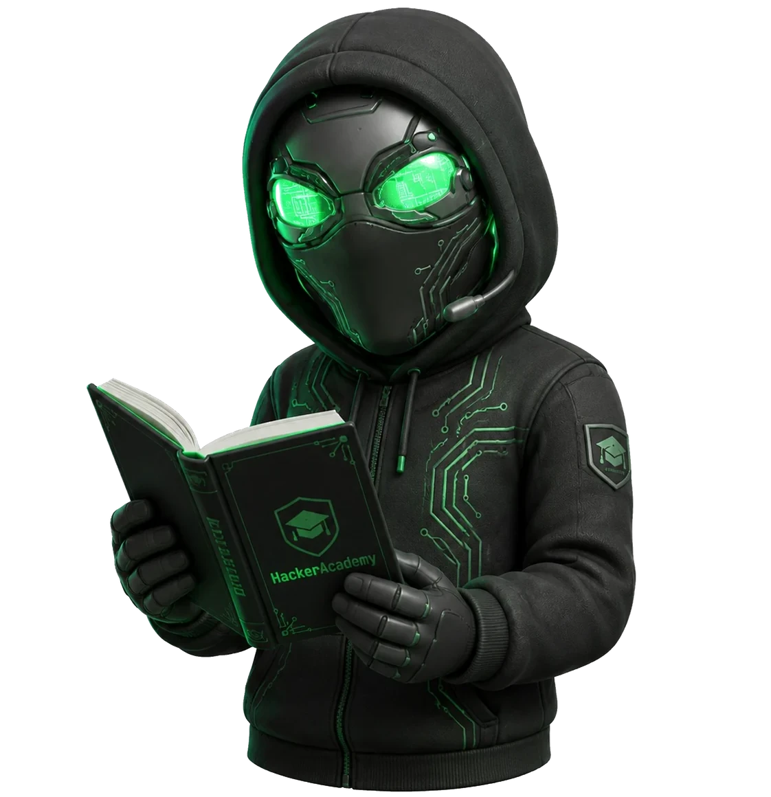 A HackerAcademy learner reading